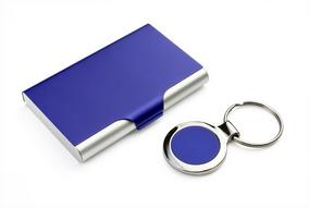 Vistenkartenetui mit Schlüsselanhänger blau