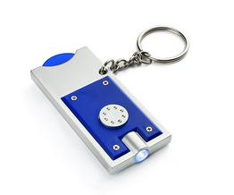 Schlüsselanhänger LED mit Münzhalter blau