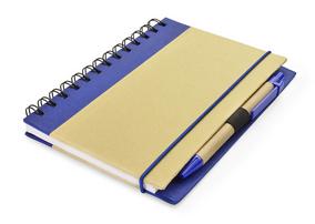 Ökologisches Klapp-Notizbuch mit Kugelschreiber, blau