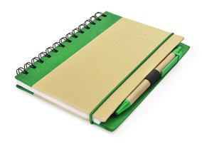 Ökologisches Klapp-Notizbuch mit Kugelschreiber, grün