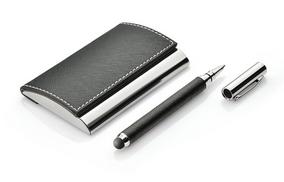 Geschenkset TouchpenStift, Visitenkaren Etui schwarz