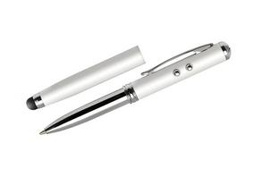 Kugelschreiber Touch QUATRO mit Taschenlampe und Laserzeiger weiß