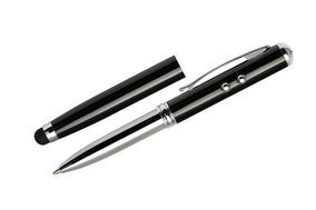 Kugelschreiber Touch QUATRO mit Taschenlampe und Laserzeiger schwarz