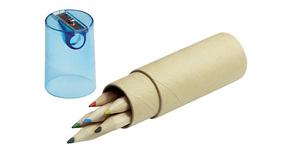 Bleistiftspitzer mit Malstiften in Tube 6 Stck.
